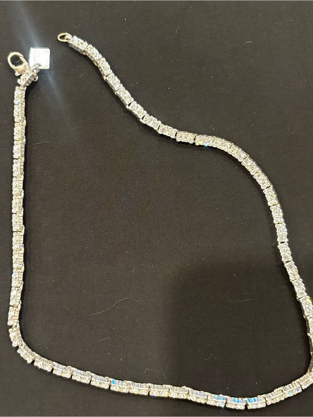 Silver-Tone Clear Crystal Tennis Necklace - Women Jewelry